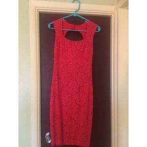 Red rose pattern dress